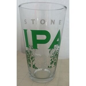Stone IPA Green Pint Glass Craft Beer 16oz Glass Mancave Collector
